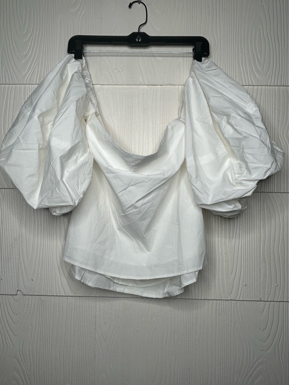Free People White Puff-Sleeve Off-Shoulder Blouse